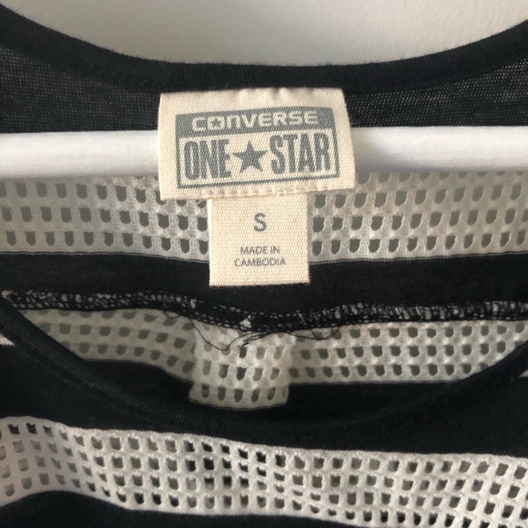 Converse black & white stripe short sleeve shirt - Picture 2 of 3